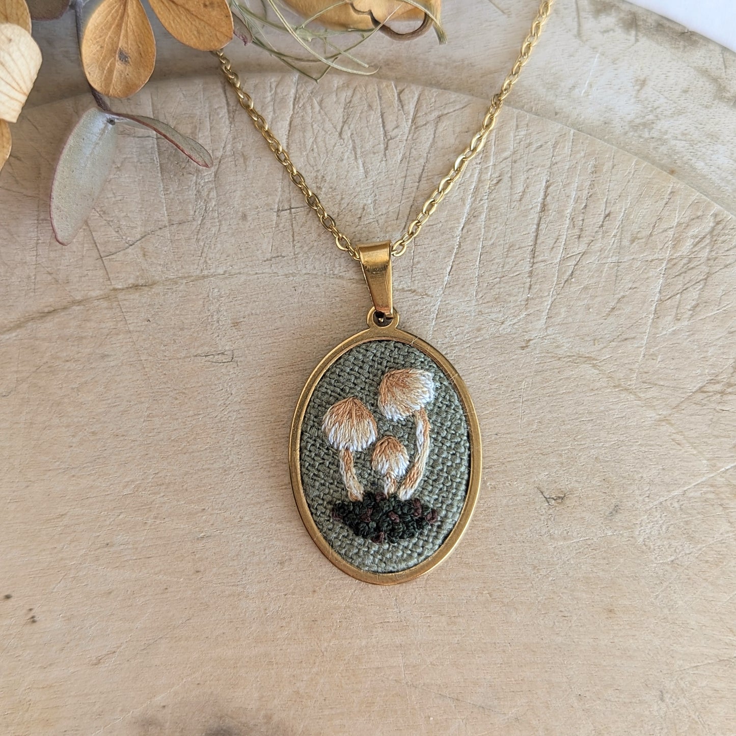 Brown Tiny Mushrooms Pendant